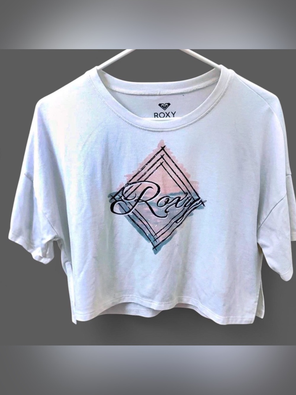 Roxy Womens White Cropped Short Sleeve Shirt size S Small Quiksilver surf beach